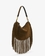 bolso mano piel ante de becerro con flecos oskan hobo zip bronce